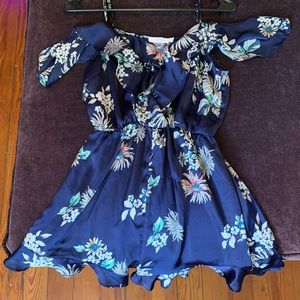 Blue Silk Floral Romper Size Extra Small